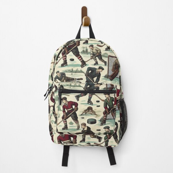 Item preview, hockey themed backpack design designed and sold by TEEJAMBOREE.