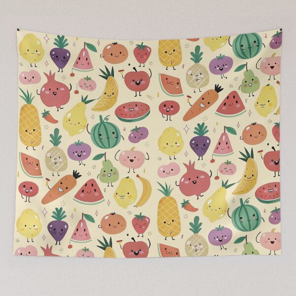 Item preview, Happy Fruits and Vegetables Pattern designed and sold by Napxcha.