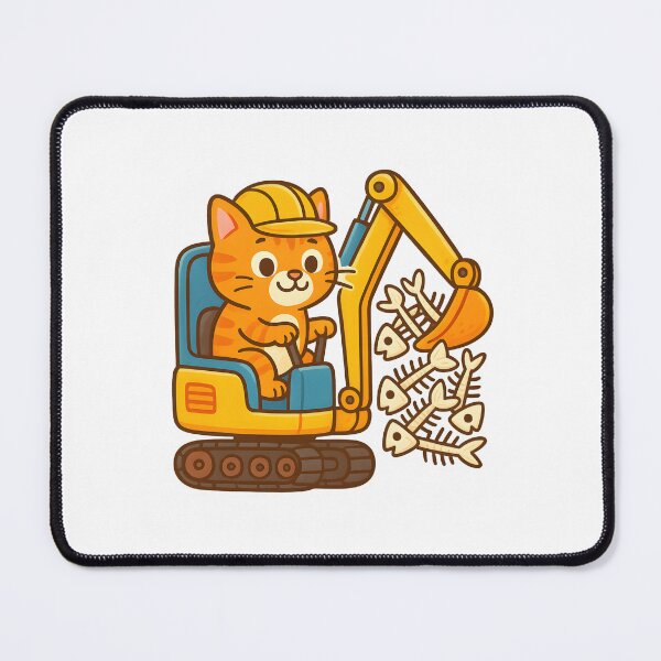 Item preview, Cat Operating a Mini Excavator designed and sold by Uglyandcute.