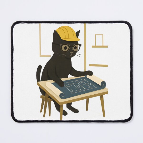 Item preview, Architect Cat with Blueprints designed and sold by Uglyandcute.