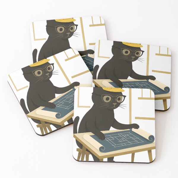 Item preview, Architect Cat with Blueprints designed and sold by Uglyandcute.