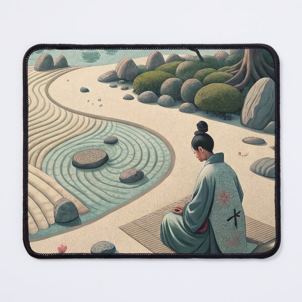 Item preview, Japanese Zen Garden with Cranes and Pagoda - Traditional Temple Lake Landscape designed and sold by alfmar.