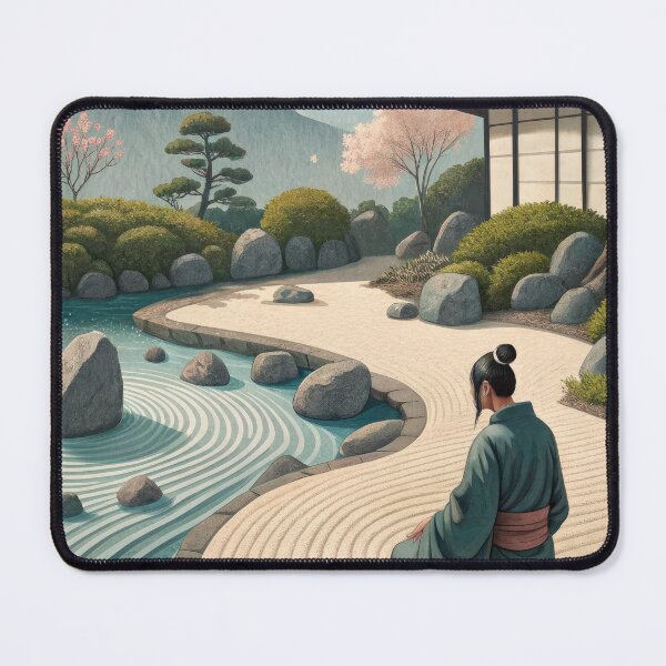 Item preview, Japanese Zen Garden with Cranes and Pagoda - Traditional Temple Lake Landscape designed and sold by alfmar.