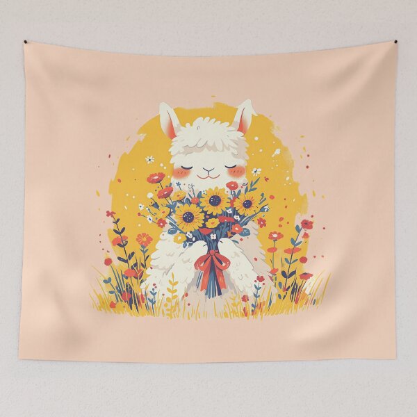 Item preview, Cute llama with Sunflowers designed and sold by WoollenLlama.