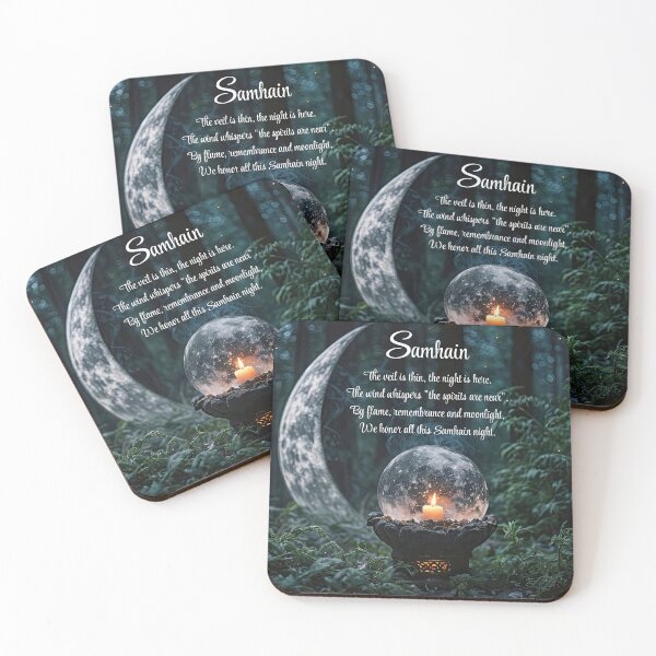 Item preview, Samhain with Candle Globe Poem and Crescent Moon designed and sold by Stephanie Laird.