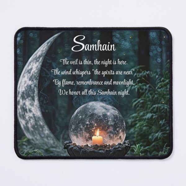 Item preview, Samhain with Candle Globe Poem and Crescent Moon designed and sold by Stephanie Laird.