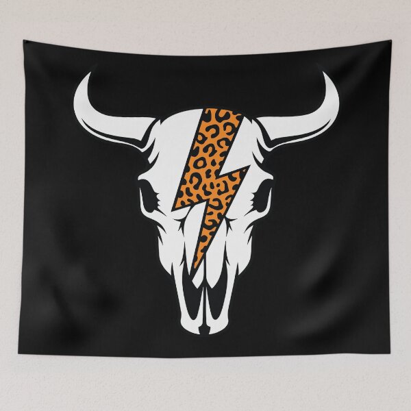 Item preview, Leopard Lightning Bolt Cow Skull Western Boho Style designed and sold by Eh Plus Designs.