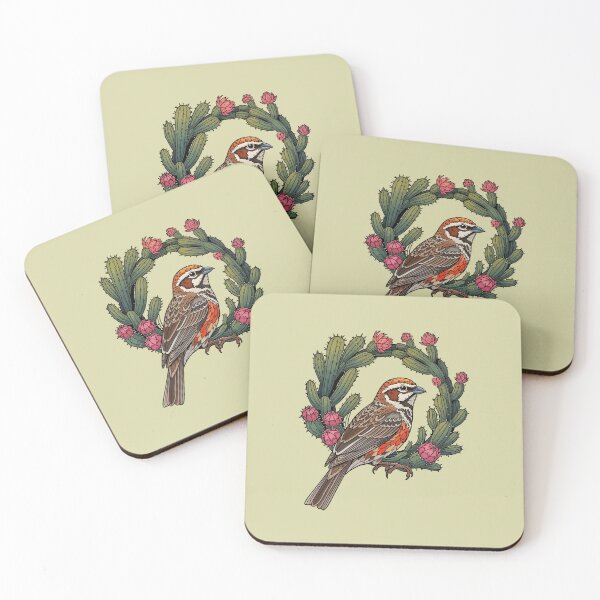Item preview, Colorado Lark Bunting Bird Surrounded By Red Cacti Flowers designed and sold by taiche.