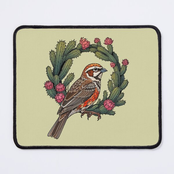 Item preview, Colorado Lark Bunting Bird Surrounded By Red Cacti Flowers designed and sold by taiche.