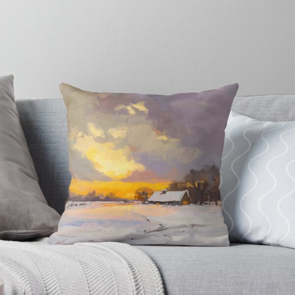 Item preview, Hut in winter sunset landscape painting designed and sold by Mikko Tyllinen.