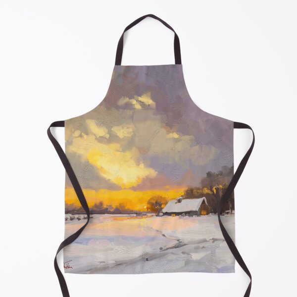 Item preview, Hut in winter sunset landscape painting designed and sold by Mikko Tyllinen.
