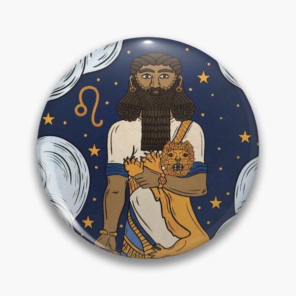 Item preview, Gilgamesh and the Lion - Zodiac Leo, Mesopotamian Art Inspired designed and sold by Ancient-Tales.