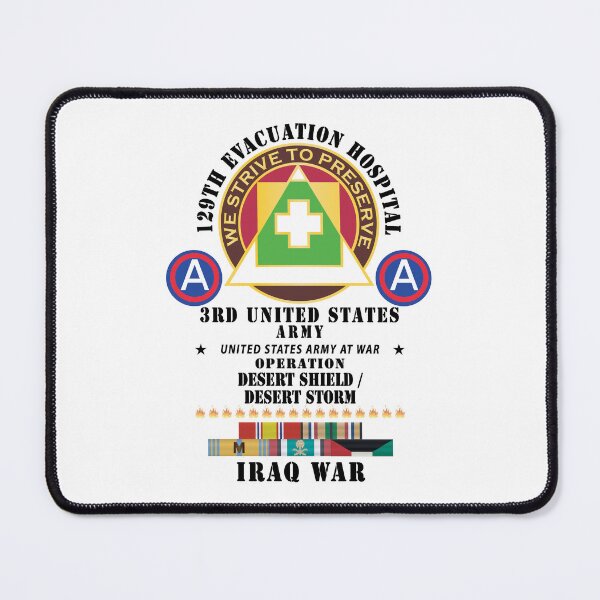 Item preview, Army - 129th Evacuation Hospital - Operation Desert Storm - Shield - 3rd US Army SSI w GULF SVC Ribbons - Black x 300 designed and sold by Military Insignia Products.