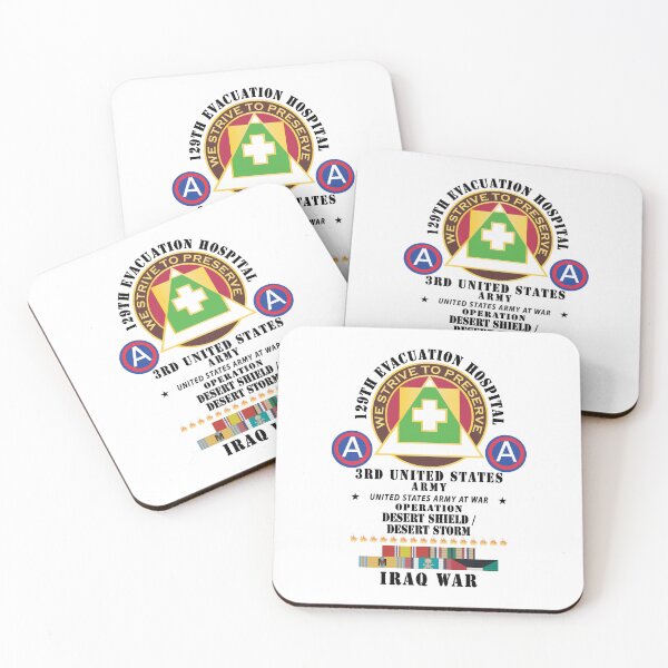 Item preview, Army - 129th Evacuation Hospital - Operation Desert Storm - Shield - 3rd US Army SSI w GULF SVC Ribbons - Black x 300 designed and sold by Military Insignia Products.