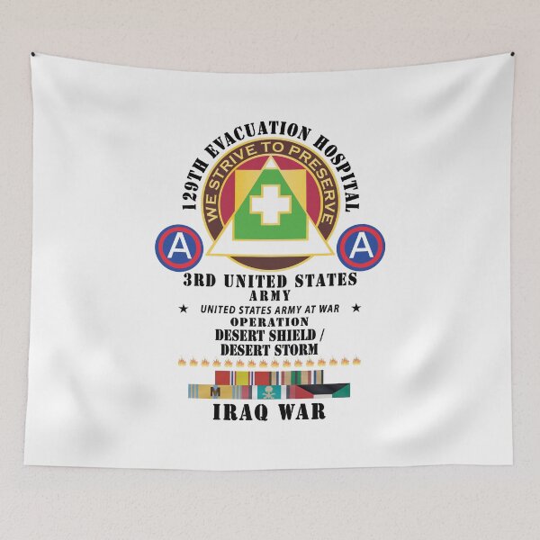 Item preview, Army - 129th Evacuation Hospital - Operation Desert Storm - Shield - 3rd US Army SSI w GULF SVC Ribbons - Black x 300 designed and sold by Military Insignia Products.