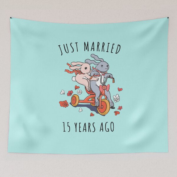 Item preview, Just Married 15 Years Ago - 15th Anniversary Couple Bunnies Tee, Phone Cases And Other Gifts designed and sold by MemWear.