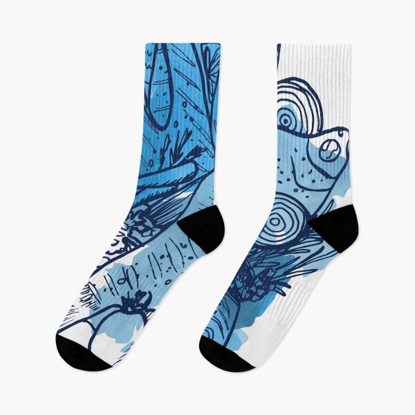 Item preview, Blue Watercolor Fish – Artistic Food-Inspired Doodle designed and sold by AgAndOl.