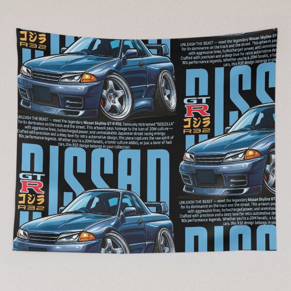 Item preview, Unleash the beast - Nissan Godzilla R32 – Japanese Legend Reborn in Retro Street Style designed and sold by Shamirazzuri.