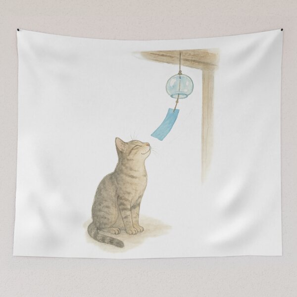 Item preview, Cat and wind chimes designed and sold by mayhaku.