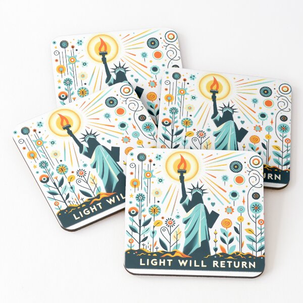 Item preview, Light Will Return - Hopeful Statue of Liberty Scandinavian Folk Art by heidiannemorris © designed and sold by FOLK ART FUSION.