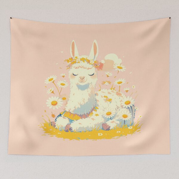 Item preview, Cute llama with Sunflowers designed and sold by WoollenLlama.