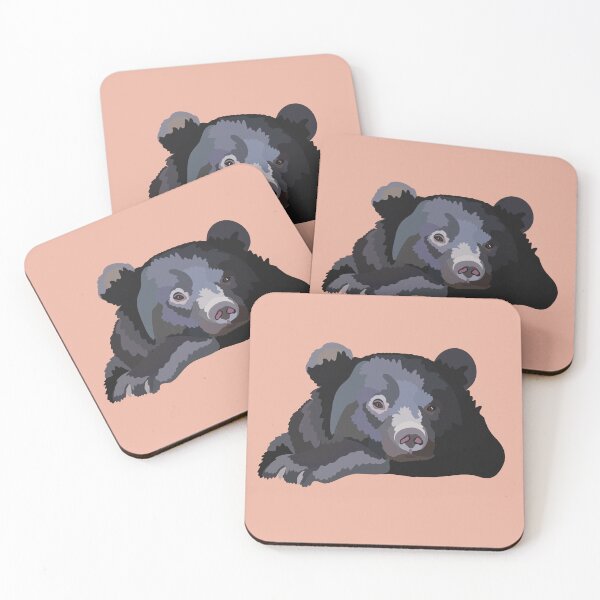 Item preview, M  is For Moon Bear,Moon Bear Artwork – Striking Asiatic Black Bear Illustration and Wildlife Design designed and sold by PrettylittlepastelUk.