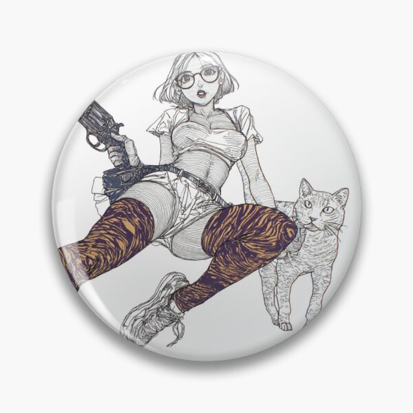Item preview, Girl with Glasses and Revolver designed and sold by pastel.moonwave.