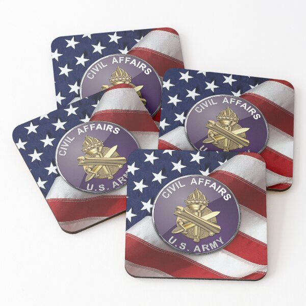 Item preview, U.S. Army Civil Affairs - Branch Insignia over American Flag designed and sold by Serge Averbukh Art Studio.
