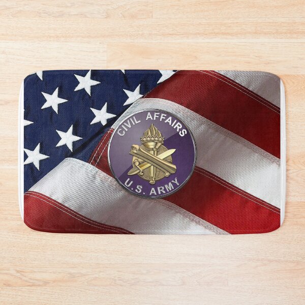 Item preview, U.S. Army Civil Affairs - Branch Insignia over American Flag designed and sold by Serge Averbukh Art Studio.