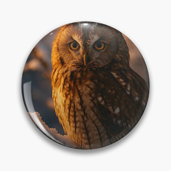 Item preview, Tawny owl in the evening light – photorealistic owl on a snow branch designed and sold by rolfzogg ART.