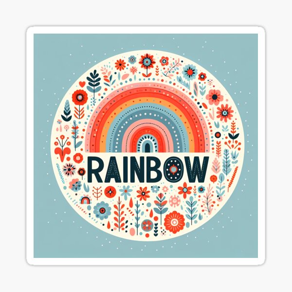 Item preview, Arc-en-ciel - Art populaire scandinave floral vibrant par heidiannemorris © designed and sold by FOLK ART FUSION by heidiannemorris.