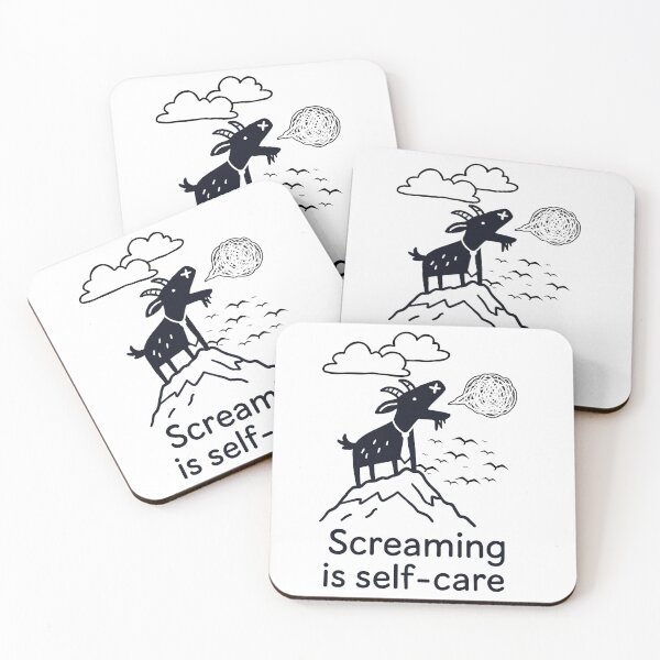 Item preview, Screaming Goat Print– Funny Mental Health Self-Care Meme Tee for Overwhelmed Adults designed and sold by Thehatinthecat.