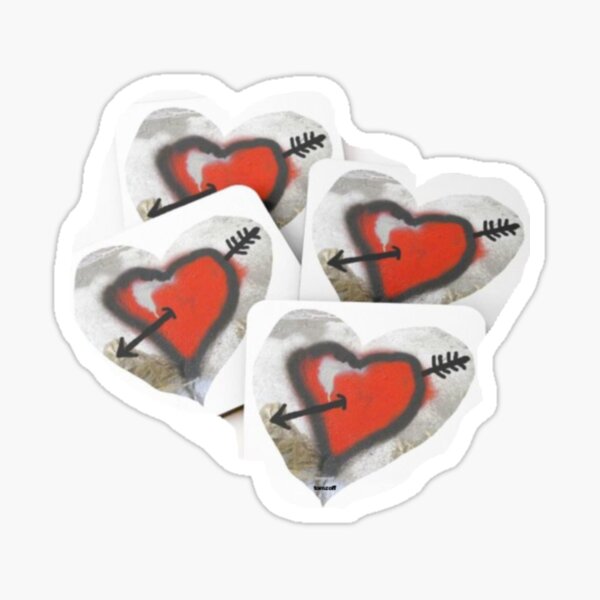 4 red hearts with Cupid's arrow Sticker