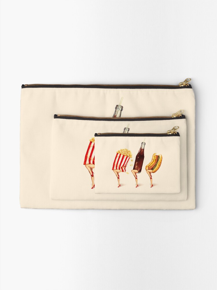 Thumbnail 2 of 4, Zipper Pouch, Let's All Go to the Lobby - Movie Girls designed and sold by Kelly Gilleran.