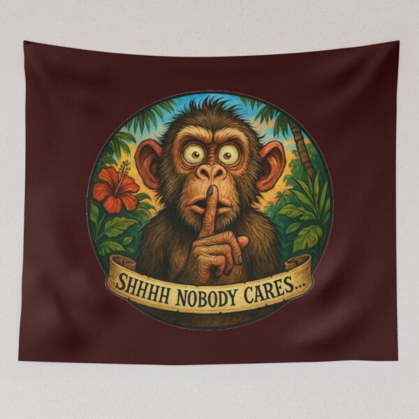Item preview, Shhhh Nobody Cares – Jungle Monkey Humor Art designed and sold by Rude Monkey Imaginations.