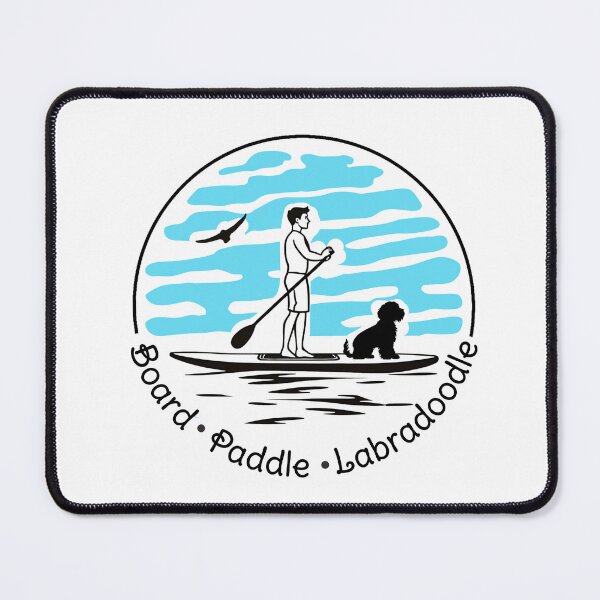 Item preview, BOARD - PADDLE-LABRADOODLE –Lineart Labradoodle Paddle Board Silhouette Design designed and sold by designkb.