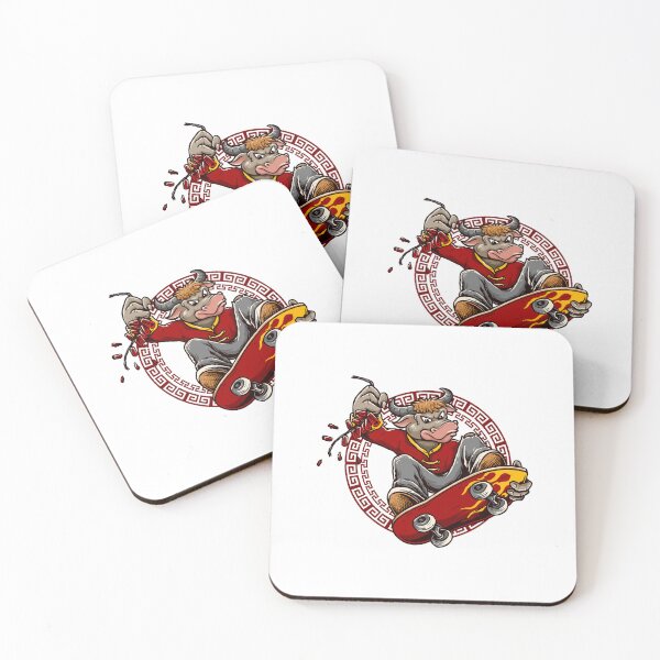 Item preview, Skateboarding bull with a red skateboard. designed and sold by Joncasmiart.
