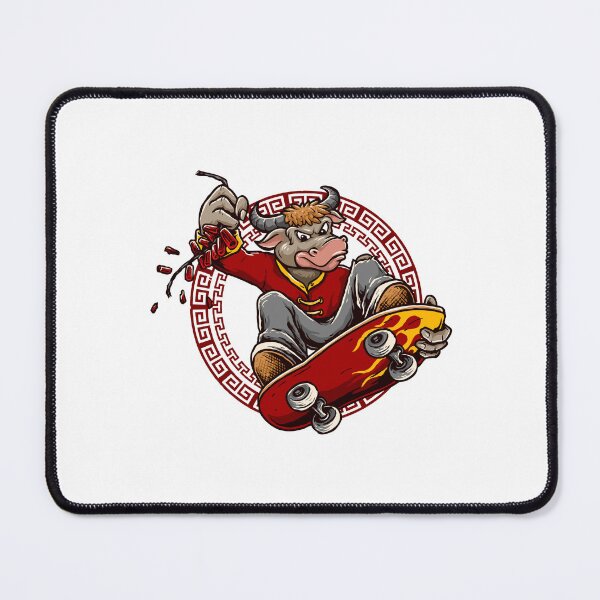 Item preview, Skateboarding bull with a red skateboard. designed and sold by Joncasmiart.
