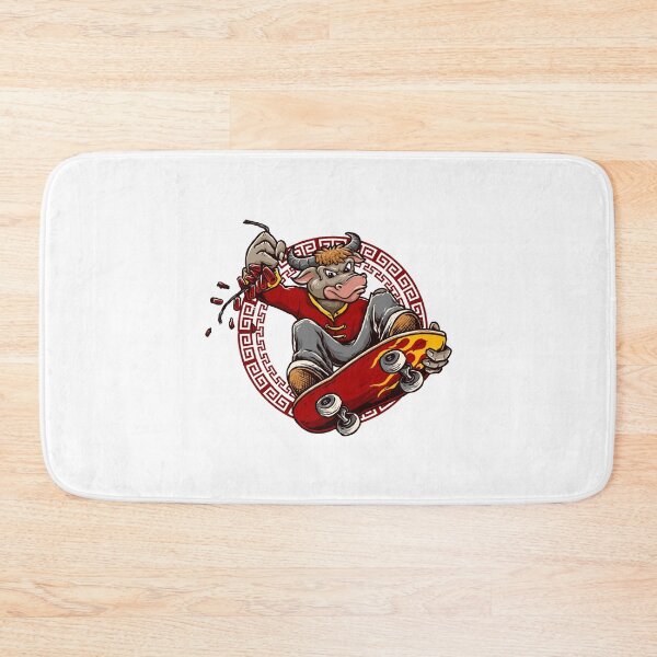 Item preview, Skateboarding bull with a red skateboard. designed and sold by Joncasmiart.