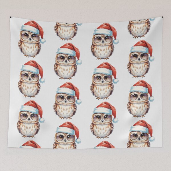 Item preview, Cool Christmas Owl – Santa Hat & Sunglasses Holiday Art designed and sold by Iras-Art-Corner.