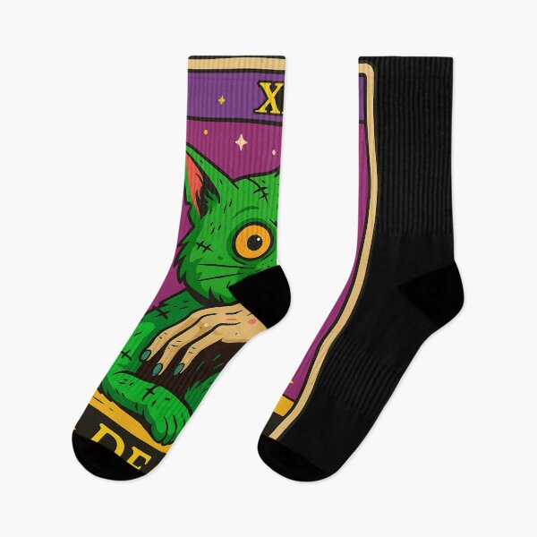 Item preview, funny zombie cat tarot-inspired halloween cartoon witchy cat lover  designed and sold by DrawHandArt.