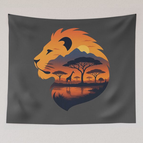 Item preview, Lion Silhouette Safari Adventure Sunset Masai Mara designed and sold by d247.