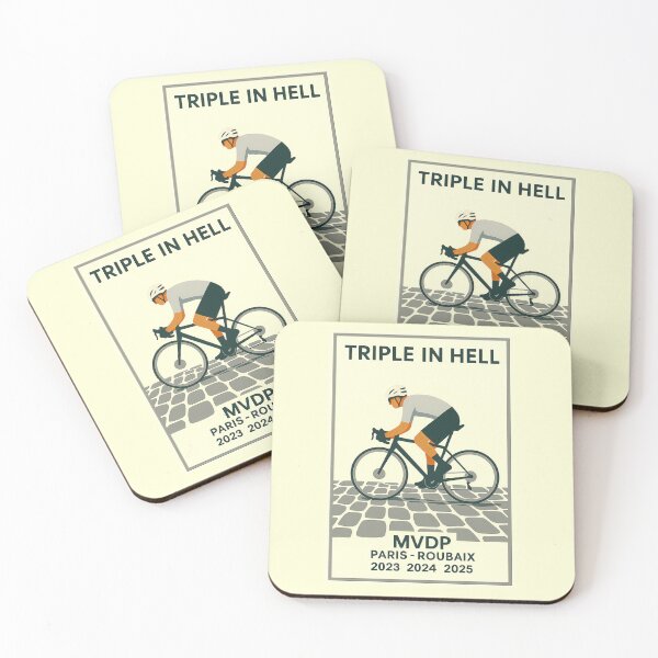 Item preview, Triple in Hell – MVDP at Paris-Roubaix (2023-2025) designed and sold by malero-design.