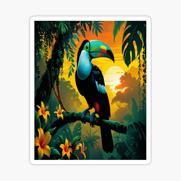 Item preview, Toucan Silhouette Tropical Rainforest Sunset Paradise designed and sold by Max Store.