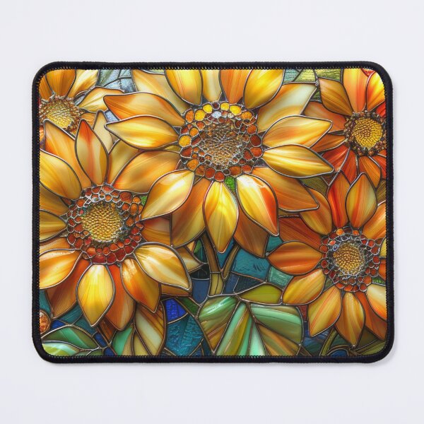 Item preview, Sunflower Stained Glass Floral Design – Warm Cottagecore Aesthetic designed and sold by MargaretWiktor.