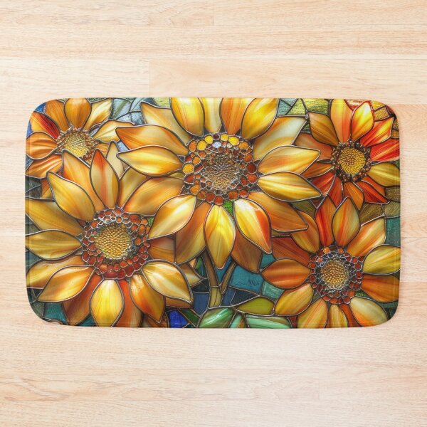 Item preview, Sunflower Stained Glass Floral Design – Warm Cottagecore Aesthetic designed and sold by MargaretWiktor.