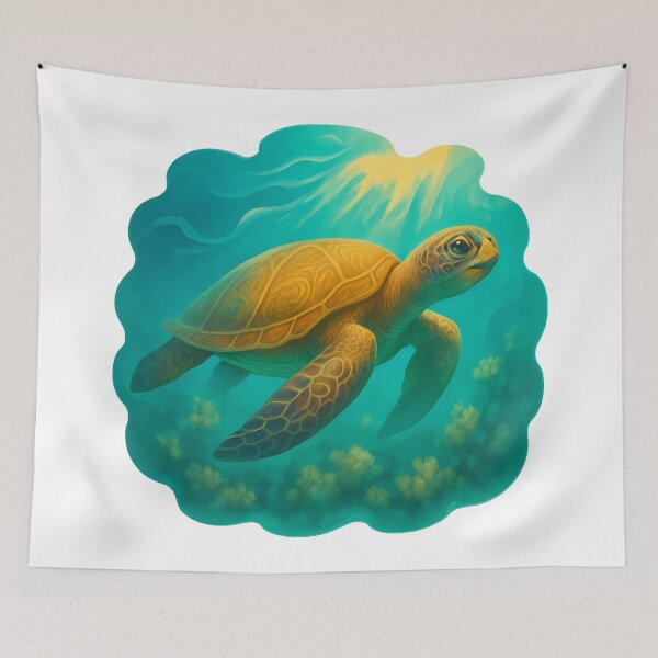Item preview, Honokeana Honu Hawaiian Green Sea Turtle Watercolor Ocean designed and sold by zoughlal.