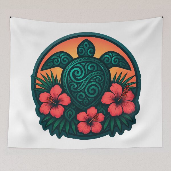 Item preview, Honokeana Honu Hawaiian Sea Turtle Polynesian Tribal Hibiscus designed and sold by zoughlal.