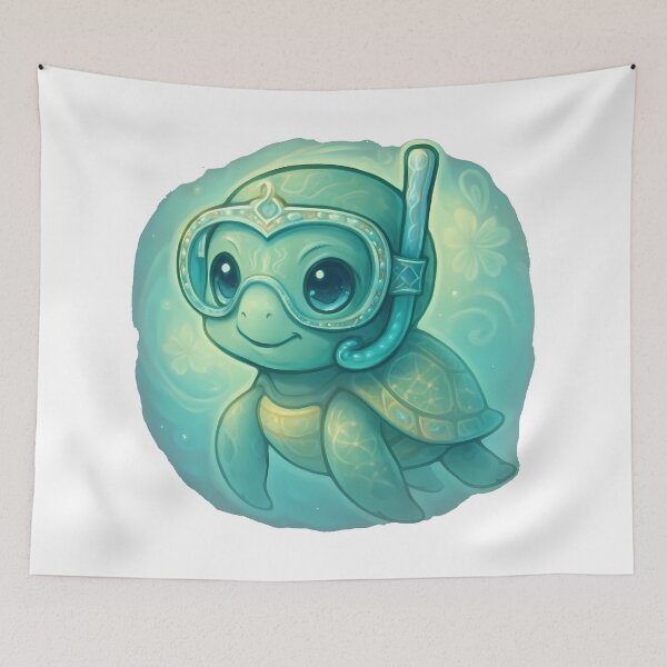 Item preview, Honokeana Honu Kawaii Baby Sea Turtle Snorkel Chibi designed and sold by zoughlal.