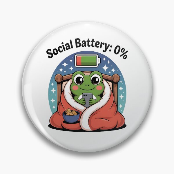 Item preview, Social Battery 0 – Funny Frog Introvert  designed and sold by al21ex.